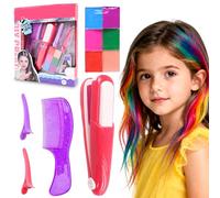 PIWOSGOL Set Gessetti Per Capelli Bambina, 6 Colori Lavabili Per Bambini Con Fermagli, Pettini - Regalo Creativo Per Compleanno, Carnevale o Festa Per Bambini 5-12 Anni