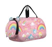 Pixal, borsone con motivo pesca, arcobaleno, con scomparto per scarpe, grande capacità, borsone per la notte, per viaggi, nuoto, danza, danza