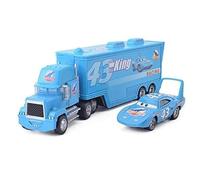 Pixar Cars 3 2 pezzi Chick Hicks Lightning McQueen Uncle Container Truck 1:55 Diecast Metal Modle Toy Birthday Gift for Children (colore : The King)