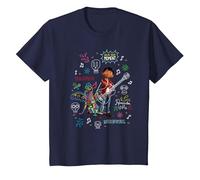 Pixar Coco Miguel And Dante With Colorful Doodles Maglietta, Bambini, Navy, 8 anni