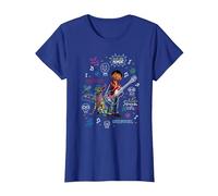 Pixar Coco Miguel And Dante With Colorful Doodles Maglietta, Donna, Blu Reale, M