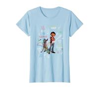 Pixar Coco Miguel And Dante With Colorful Doodles Maglietta, Donna, Celeste, XS