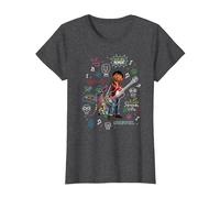 Pixar Coco Miguel And Dante With Colorful Doodles Maglietta, Donna, Grigio Scuro, M
