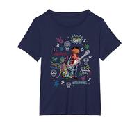 Pixar Coco Miguel And Dante With Colorful Doodles Maglietta, Donna plus-size, Navy, 3X