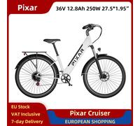 Pixar Cruiser Bici Elettrica 250W 36V 12.8Ah 27.5*1.95" Pneumatici Sottili Step-thru E-bike Freno A Disco Meccanico 32 km/h 7 Velocità Bianco
