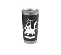 Pixel 90s Y2K Scary Cat Tomcat è spaventato sotto le stelle Bicchiere termico in acciaio inox doppia parete