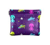 Pixel Aliens and Ufos - Portamonete da donna, in pelle, comodo mini portamonete per donna e ragazza