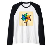 Pixel Art Girandola Rotazione Vento Rotazione Vortice Maglia con Maniche Raglan