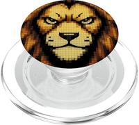 Pixel Art Lion Face Vintage 8 Bit t-shirt Per uomo donna bambino PopSockets PopGrip per MagSafe