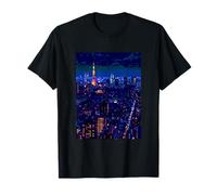 Pixel Art Metropolis: Notti di Tokyo con la Torre Luminosa Maglietta