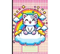 Pixel Art Sketchbook: Cute Kawaii Cat & Rainbow Blank Graph Paper Artist Notebook Featuring Progressively Tighter Squared Grid Pages - 6”x9” Size
