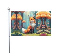 Pixel, bandiera da giardino con volpe forestale su entrambi i lati, 90 x 150 cm, resistente allo sbiadimento, per portico, balcone, prato, interni ed esterni, asta non inclusa
