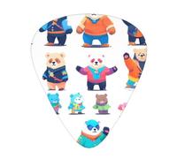 Pixel Bear Riot - Set di 12 plettri per chitarra, sottili, medi e spessi, adatti per chitarra, basso, chitarra elettrica e ukulele