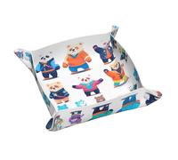 Pixel Bear Riot - Vassoio portaoggetti in pelle, portachiavi, monete, orologi, orecchini e altri accessori, un must per la casa