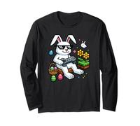 Pixel Easter Bunny Gamer - Divertente stile retrò videogioco Maglia a Manica