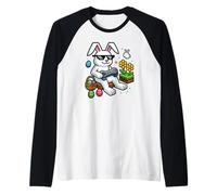 Pixel Easter Bunny Gamer - Divertente stile retrò videogioco Maglia con Maniche Raglan