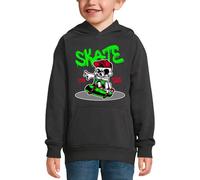 PIXEL EVOLUTION Felpa con Cappuccio Skate Or Die - Baby Scheletro su uno Skateboard Bambino, Nero , 8 anni