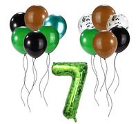 Pixel Gioco Palloncino Set, Palloncini Lattice Neri Marroni Verdi con Palloncino in Foil Numero Pixel Tema Videogioco Decorazioni Festa per Bambini Compleanno Anniversario Decor (Numero 7)