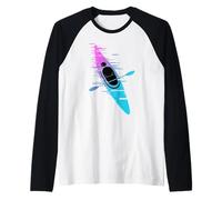 Pixel Glitch Art Kayak Canoa Kayak Remata Maglia con Maniche Raglan