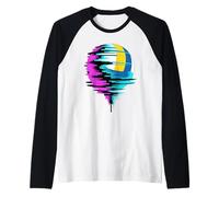 Pixel Glitch Art Pallavolo Maglia con Maniche Raglan