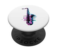 Pixel Glitch Art Sassofono Sassofonista PopSockets PopGrip Adesivo