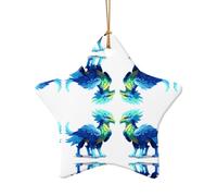 Pixel Griffin - Ciondolo in ceramica a forma di stella, perfetto per decorare l'albero di Natale per feste invernali