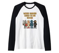 Pixel Knight Ninja Astronauta Robot Retro Gamer Gaming Maglia con Maniche Raglan