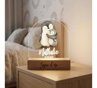 Pixel® Lampada personalizzata con nome luce notturna per bambini bambina neonato con animali Idea regalo nascita bimbo bimba battesimo compleanno Regalo Natale per neonati Personalizzato (Pinguino)