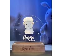 Pixel® Lampada personalizzata con nome luce notturna per bambini bambina neonato con animali Idea regalo nascita bimbo bimba battesimo compleanno Regalo Natale per neonati Personalizzato (Pecorella)