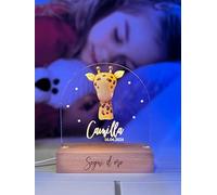 Pixel® Lampada personalizzata con nome luce notturna per bambini bambina neonato con animali Idea regalo nascita bimbo bimba battesimo compleanno Regalo Natale per neonati Personalizzato (Giraffa)