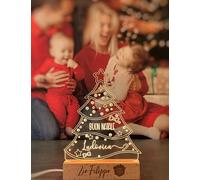 PIXEL® Lampada personalizzata nome incisa 3d Luce notturna bambino bambina bambini neonato Idea regalo nascita bimbo bimba battesimo Regalo Natale neonati Personalizzato cameretta (Albero di Natale)