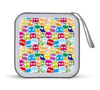 Pixel Monster Pattern Funny CD Case Holder Organizer 40 Capacità DVD Collection Storage Bag Portafoglio per Auto Casa Viaggio