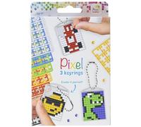 Pixel P20132 Medaglione a mosaico per ragazzi, portachiavi per bambini da disegnare da soli, semplice sistema a innesto con piccole pietre in bioplastica, senza stirare e incollare