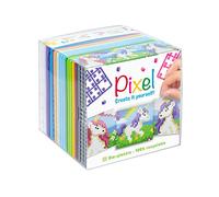 Pixel P29022 - Set per Hobby Unicorno, Sistema Plug-in Come passatempo Creativo per Bambini a Partire da 6 Anni, Scatola a cubo con Modelli di Motivi e Quadrati di Pixel