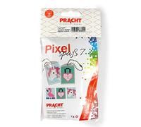 Pracht Creatives Hobby Pixel P90037-00505 Divertente Set 7 per Bambini, Semplice Sistema a innesto con Piccole Pietre in bioplastica per Creare 2 Portachiavi (medaglioni), Senza Stirare e incollare