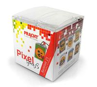 Pixel P90046-63501 Divertente set artigianale 25 per bambini, semplice sistema a innesto con piccole pietre in bioplastica per realizzare 6 portachiavi (medaglioni), senza stirare e incollare