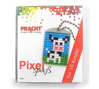 Pixel P90058-03501 Divertente set artigianale mucca per bambini con 10 medaglioni da pixelare, semplice sistema a innesto senza stirare e incollare, per scuola, compleanno e tempo libero