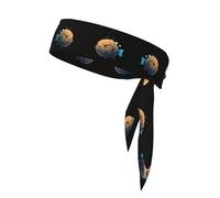 Pixel Pufferfish, fascia per capelli sportiva che assorbe il sudore, antiscivolo e regolabile, per corsa, basket, yoga, sport