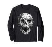 Pixel Skull - Dark Digital Horror Art Maglia a Manica