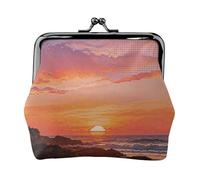 Pixel Sunset Art - Portamonete in pelle da donna, piccolo portafoglio con chiusura a bacio, mini porta carte per chiavi, rossetto, carino portamonete da viaggio