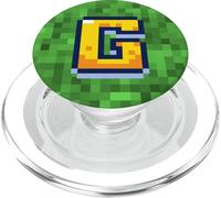 Pixel Videogioco Lettera G Nome Monogramma Iniziale Retro 8 Bit PopSockets PopGrip per MagSafe