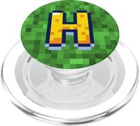 Pixel Videogioco Lettera H Nome Monogramma Iniziale Retro 8 Bit PopSockets PopGrip per MagSafe