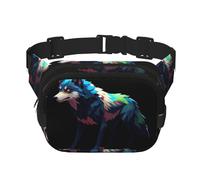 Pixel Wolf - Marsupio multifunzione, unisex, alla moda, da viaggio, sport, borsa da viaggio