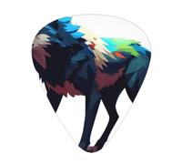 Pixel Wolf - Set di plettri stampati, 12 pezzi, sottili, medi e spessi, adatti per chitarra, basso, chitarra elettrica e ukulele