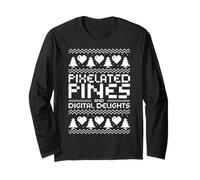 Pixelated Pines And Digital Delights Christmas IT Technician Maglia a Manica