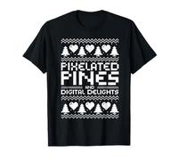 Pixelated Pines And Digital Delights Christmas IT Technician Maglietta