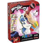 Lansay - Kit di Disegno e Pittura, Colore PIXELO Miraculous, 6+ Anni, 1 Pixelo Elettronico, 8 Illustrazioni, 6 Pennarelli