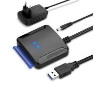 Pixelure 6Gbps Adattatore USB 3.0 A SATA, Adattatore USB C/USB3.0 A SATAIII/II/I Per Dischi Rigidi HDD/SSD Da 2,5“/3,5” E Lettore Ottico SATA Con Alimentatore 12V/2A, UASP