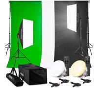 PIXETOOL Set Studio Fotografico - Softbox - Green Screen (2,8x1,8m) Con Supporto (2x2m) - Fondale fotografica - Godox Lampada - Sfondo - Luce Fotografiche Per Video Foto - Fotografia Streaming Gaming