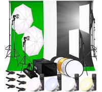 PIXETOOL Set Studio Fotografico - Softbox - Green Screen Con Supporto (3m x 3m) - Fondale fotografica - Godox - Lampada - Sfondo - Luce Fotografiche Per Video Foto - Fotografia Streaming Giochi Gaming